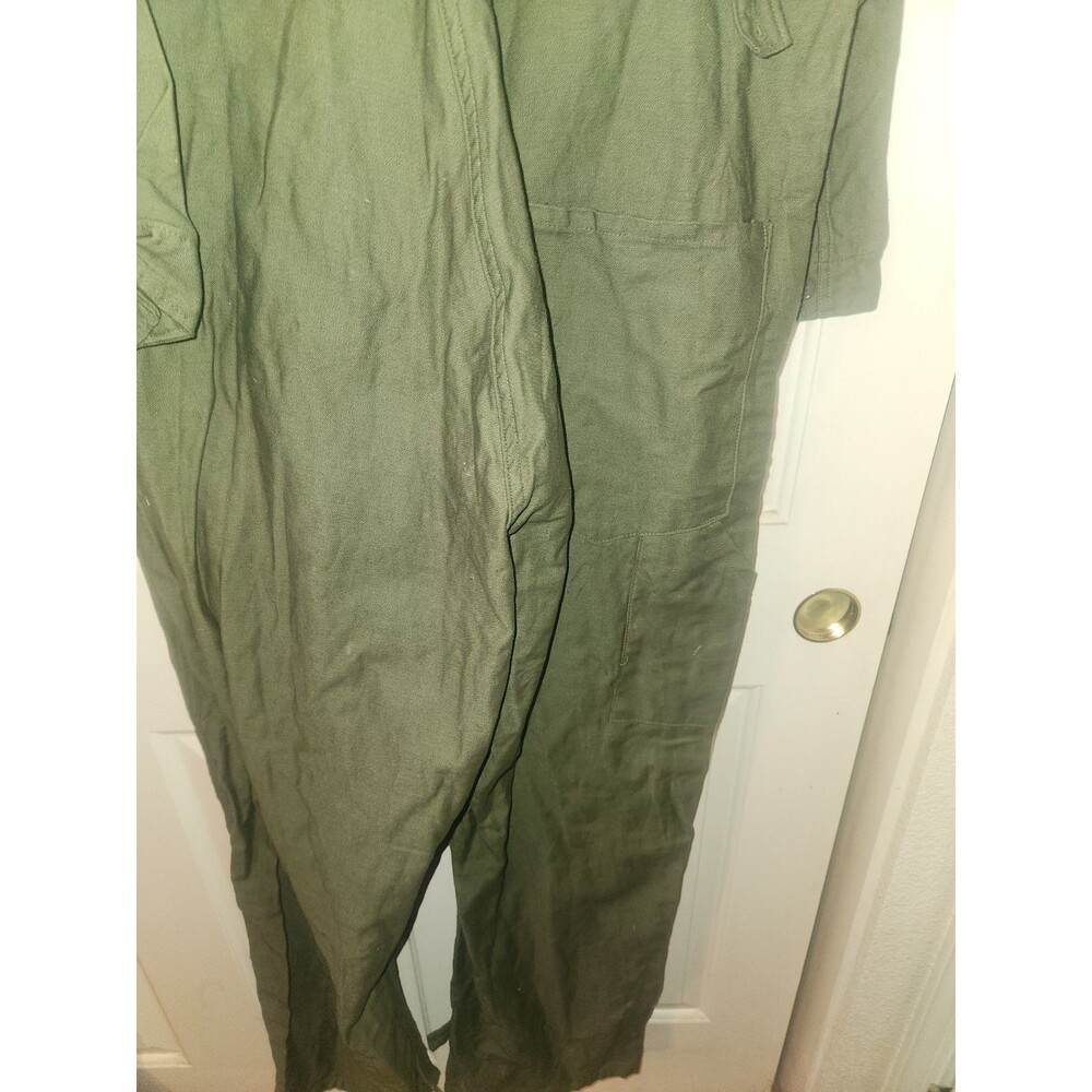 VINTAGE US Military Coveralls-Green Cotton Sateen - Vanderbilt Shirt Co. Size L - Picture 7 of 7